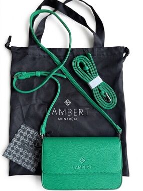 🆕 Lambert Montréal | Gabrielle Pebble Green Vegan Leather Crossbody Bag